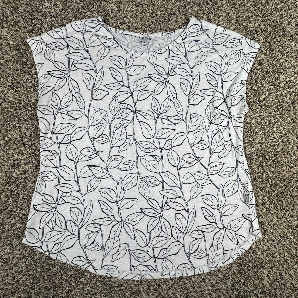 Orvis White and Black Leaf T-shirt - Size medium